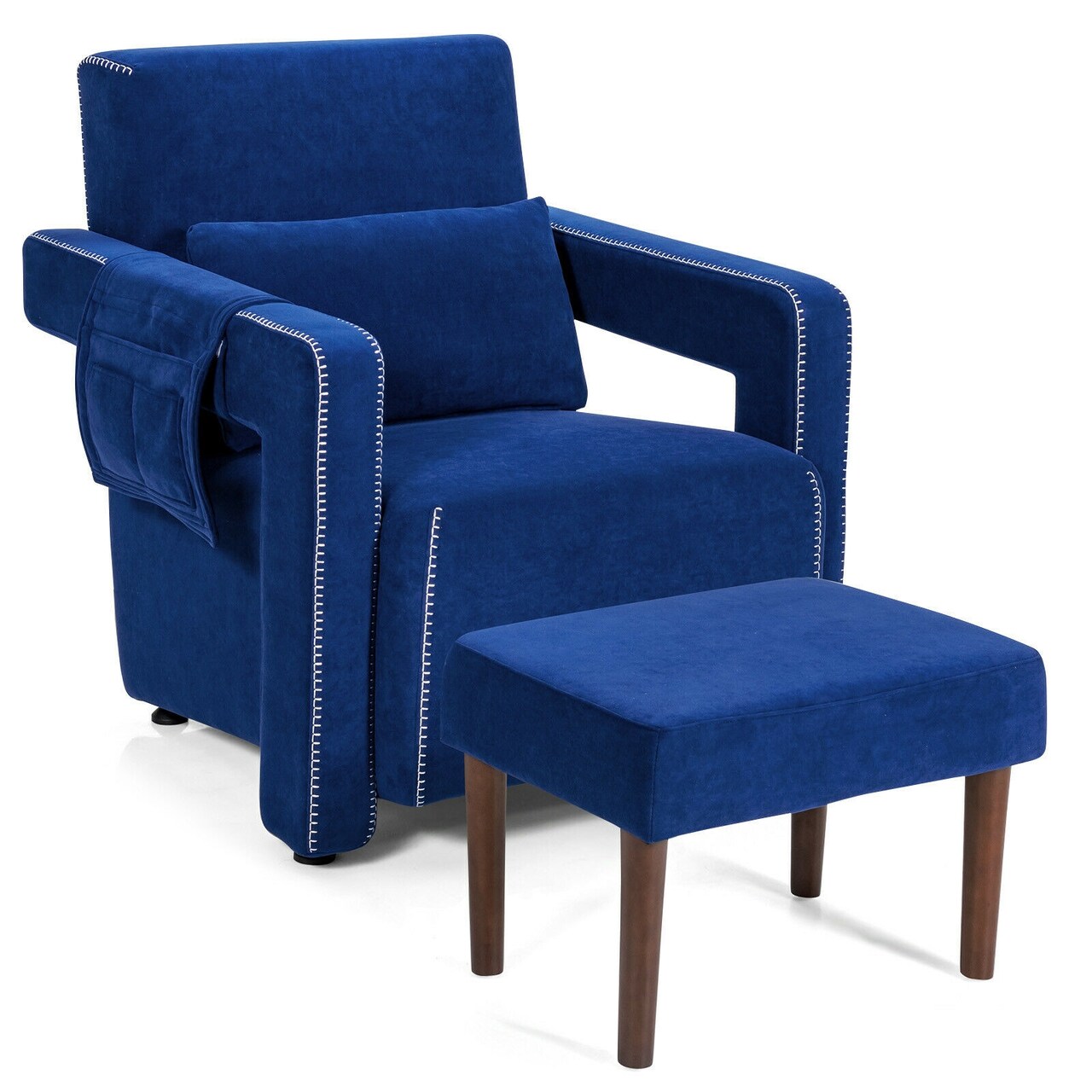 Modern Berber Fleece Single Sofa Chair Included Ottoman and Waist Pillow Suitable for Any Terrain